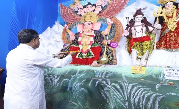 Tripura CM Dr Manik Saha attends Ganesh Puja of Ganapati Samajik Sanstha, Agartala.